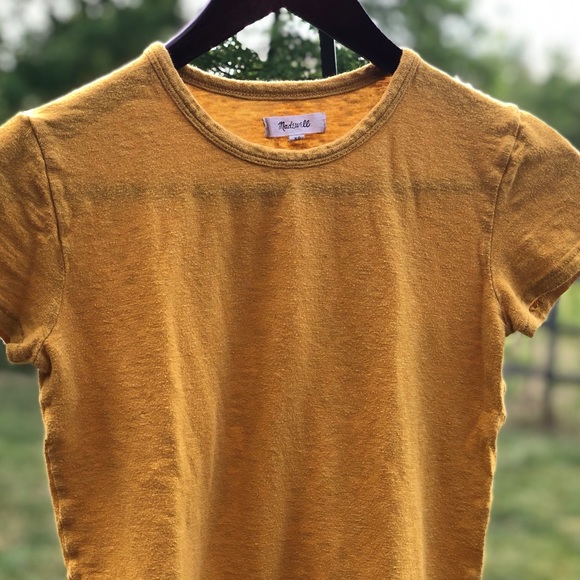 Madewell Crop Tee, Gold/Yellow, Size XS - Picture 2 of 5